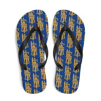 gold logo Blue Flip-Flops